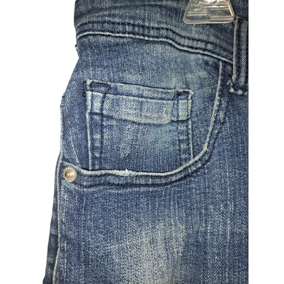 Legendary Rawalty Distressed Blue Denim Jeans With Red Applique Patch Size 36x32 - Picture 4 of 14